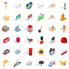 Much money icons set, isometric style