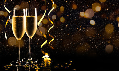 Fototapeta New year celebration with champagne obraz