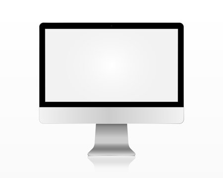 Modern flat screen computer monitor. Computer display isolated on white background. Layers are orderly and easily ediable.