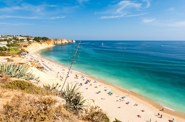view on sandy beach in Lagos, Algarve, Portugal