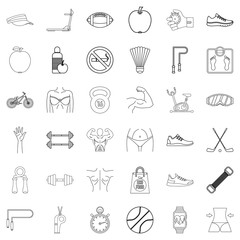 Sport icons set, outline style