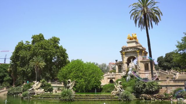 Soap bubbles flying in Park de la Ciutadella of Barcelona, Spain