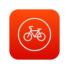 Sign bike icon digital red