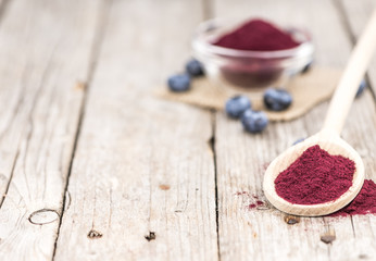 Blueberry Powder, selective focus
