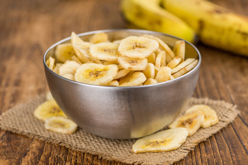 Dried Banana Chips, selective focus