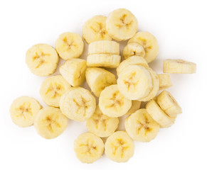 Naklejka na ściany i meble Portion of Sliced Bananas isolated on white