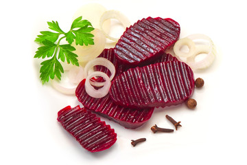 Sliced beetroot isolated on the white background.