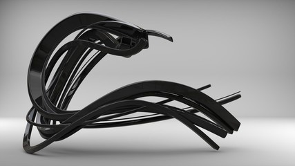 Abstract flow sculpture - shiny black