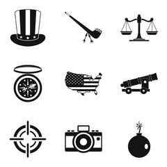 Freedom icons set, simple style