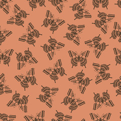 Butterfly vector illustration on a seamless pattern background