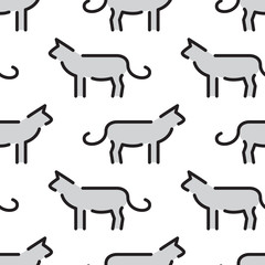 Seamless pattern with cat outline, farm animal isolated on a white background. Vector kids pattern silhouette of a cat, which can be used for printing, textiles and children clothing.