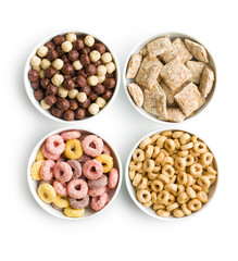 Different breakfast cereals.