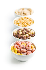 Different breakfast cereals.