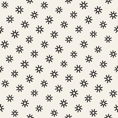 Vector seamless sunburst shapes freehand pattern. Abstract background with round brush strokes. Hand drawn texture