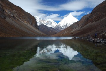 Mountain Peaks in Bhutan in the Himalayas