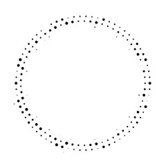 Halftone dotted background circularly distributed. Halftone effect vector pattern. Circle dots isolated on the white background.