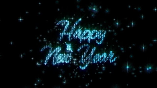 PNG.Happy new year.Good for large street screens and TV displays .Stars blast in New years Eve. PNG alpha channel.Make your Christmas Card and New Year Eve perfect.Shining Stars.Type2