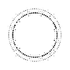 Halftone dotted background circularly distributed. Halftone effect vector pattern. Circle dots isolated on the white background.
