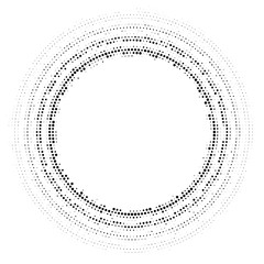 Halftone dotted background circularly distributed. Halftone effect vector pattern. Circle dots isolated on the white background.