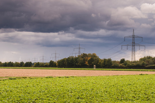 Rural Landscape with Power Transmission Line