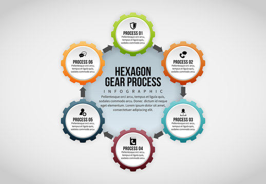 6 Section Hexagon Gear Infographic