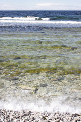 Gotland stone coast sea waves