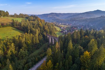 Aerial view on railway viaduct.