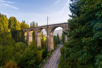 Fototapeta na wymiar Aerial view of railway viaduct