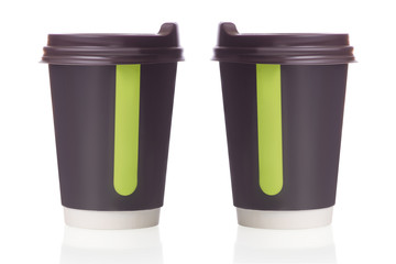 Two cardboard coffee cups