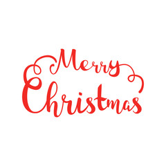 Merry Christmas hand lettering isolated on white background. Vector illustration