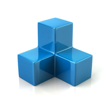 Three blue cubes icon