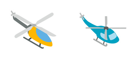Helicopter icon set, isometric style