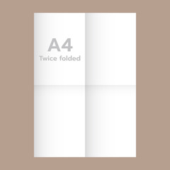 Twice folded A4 paper mockup, realistic style