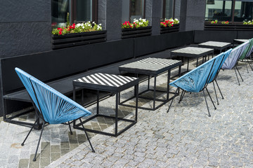 street tables and chairs in a cafe