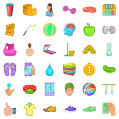 Jump icons set, cartoon style