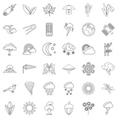 Forecast icons set, outline style