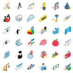 Brick icons set, isometric style