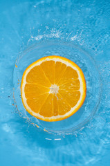 orange slice  splash in the water