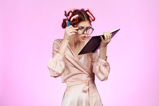 housewife reading a book