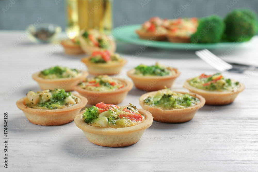 Canvas Prints broccoli quiche tartlets on table