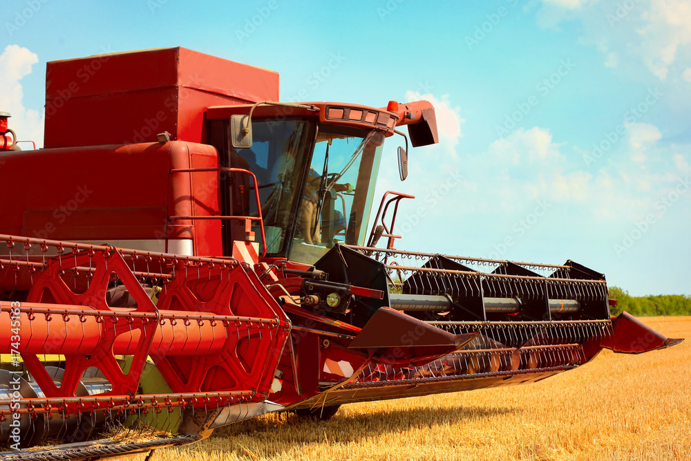 Canvas Prints Combine harvester in field