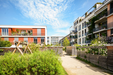 Fototapeta na wymiar New modern residential buildings in the city, urban development of apartment houses