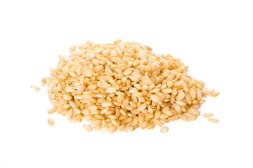 brown rice on white background