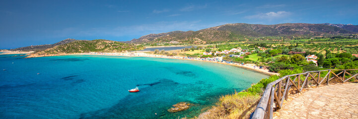 Fototapeta na wymiar Sa Colonia beach, Chia resort, Sardinia, Italy.