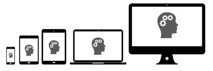 Geräte - Kopf mit Zahnrädern - Brainstorming