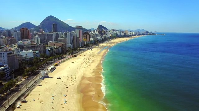 Fly down to Ipanema Copacabana Beach in Rio de Janeiro Brazil