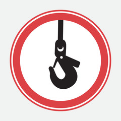 Warning sign with a hook