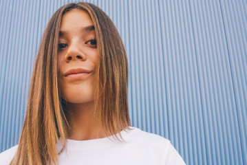 pretty girl on beautiful wall