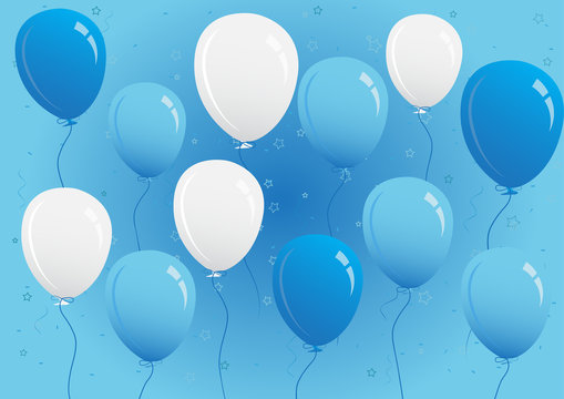 Blue and White Party Balloons Vector Illustration