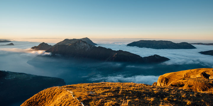 Sunset panorama from Fronalpstock